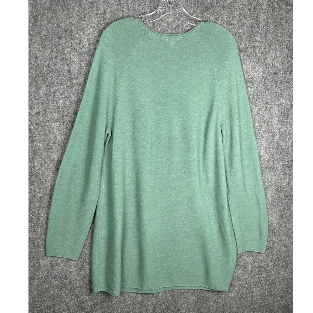 J. Jill Merino Wool Women L Green Tunic Sweater Minimalist Quiet Luxury Washable - Picture 7 of 8